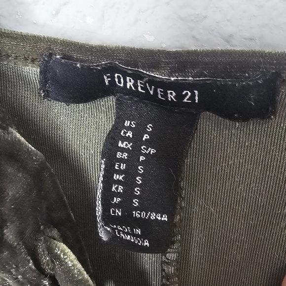 Forever 21 Mini Dress Womens Small Crushed Velvet Green Lace Up Goblincore Fairy - Picture 3 of 7